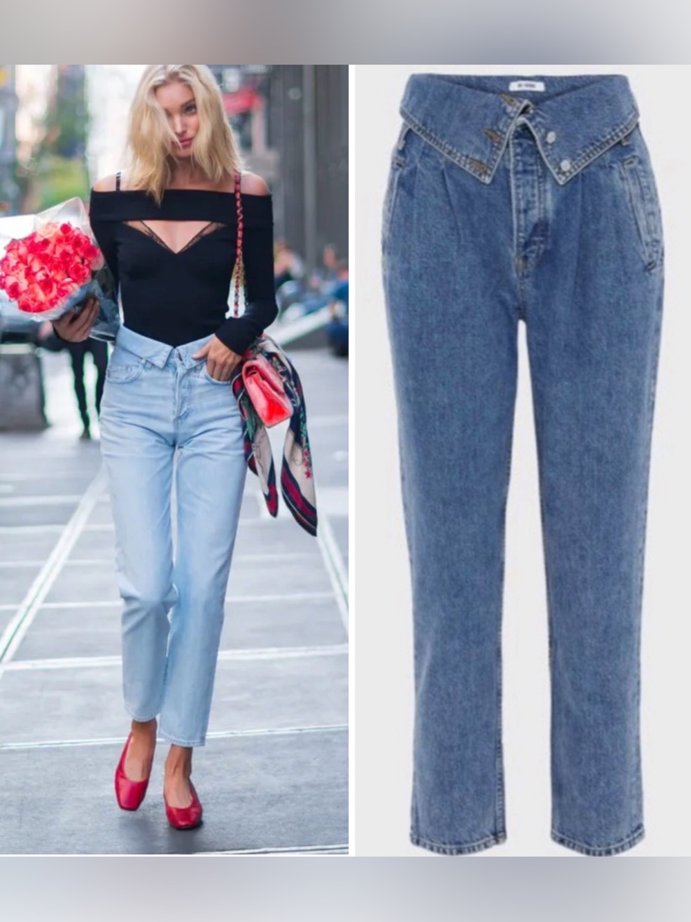 Re/Done Blue denimHigh-Rise fold over blue 1980s Jeans size 27